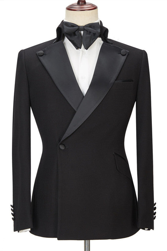 Chic Black Designer Slim Fit Peaked Lapel Men Suits for Prom-showprettydress