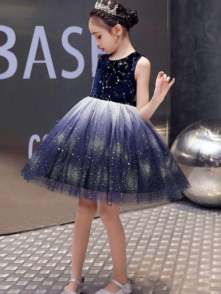 Chic Jewel Neck Tulle Sleeveless Short Princess Kids Social Party Dresses-showprettydress