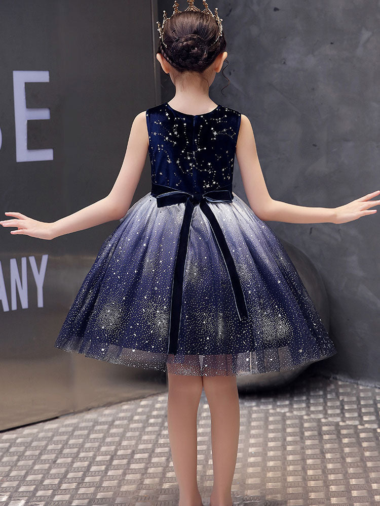 Chic Jewel Neck Tulle Sleeveless Short Princess Kids Social Party Dresses-showprettydress