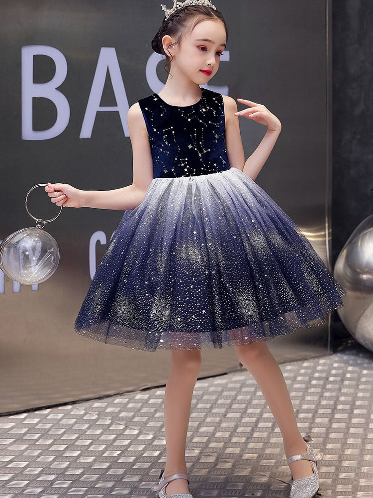 Chic Jewel Neck Tulle Sleeveless Short Princess Kids Social Party Dresses-showprettydress