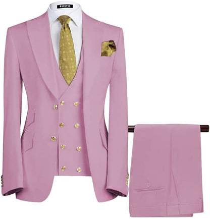 Bartley Chic Lilac Three Pieces Peaked Lapel Close Fitting Prom Suits For Men