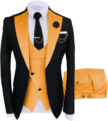 Omar Chic Orange Shawl Lapel Three Pieces Prom Suits