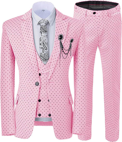 Meredith Chic Pink Notched Lapel Three Pieces Prom Suits