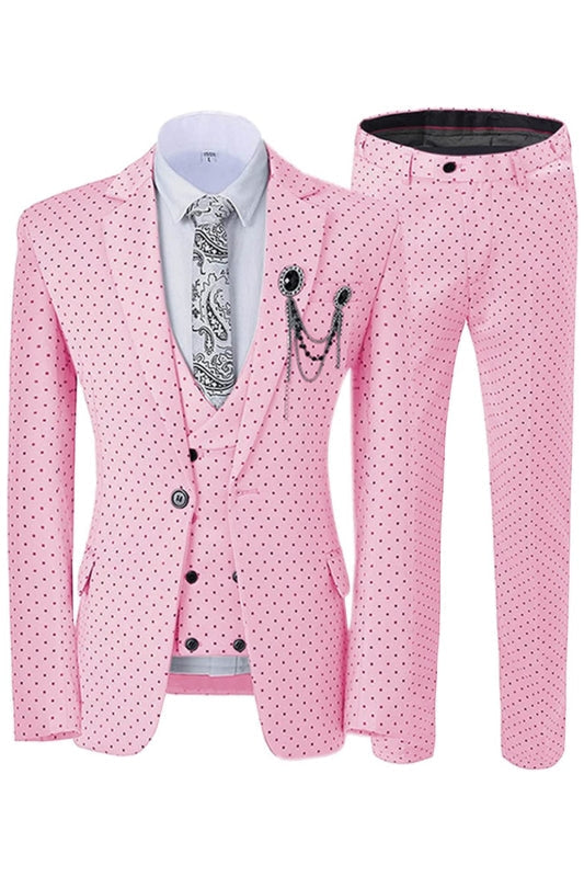 Meredith Chic Pink Notched Lapel Three Pieces Prom Suits