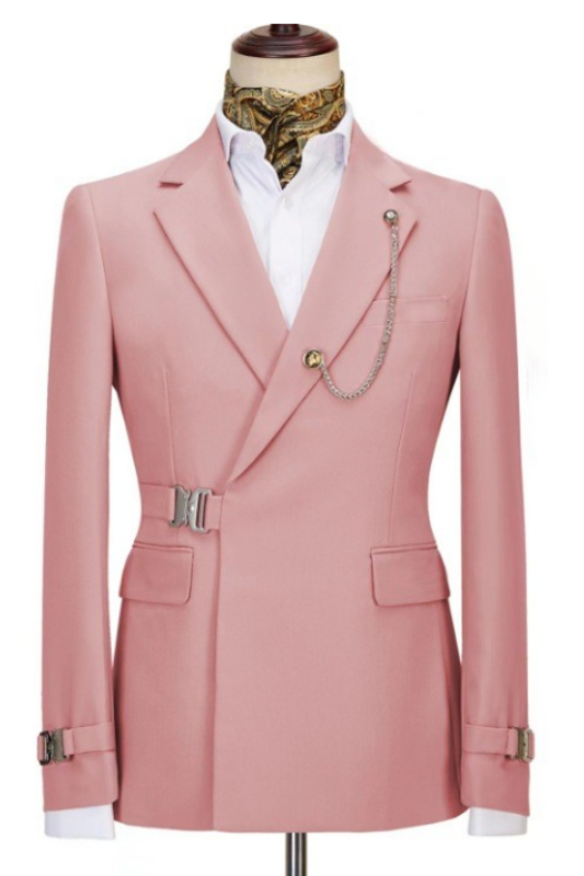 Fashion Pink One Button Close Fitting Notched Lapel Prom Men Suits