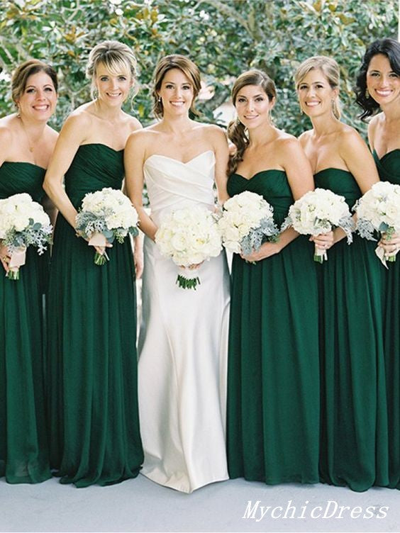 Roycebridal Cheap Chiffon Emerald Green Bridesmaid Dresses Long Wedding Guest Dress