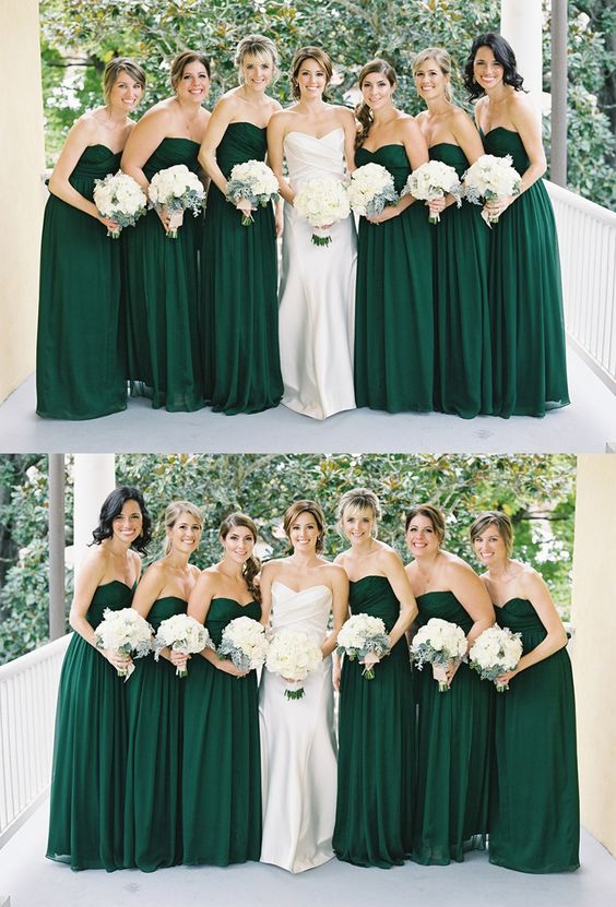 Roycebridal Cheap Chiffon Emerald Green Bridesmaid Dresses Long Wedding Guest Dress