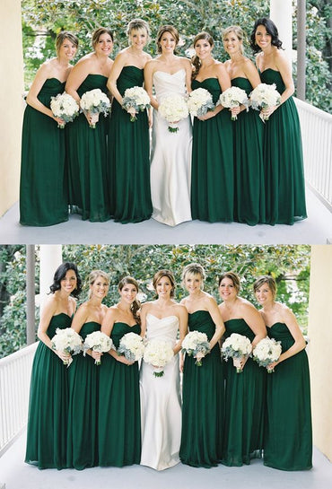 Roycebridal Cheap Chiffon Emerald Green Bridesmaid Dresses Long Wedding Guest Dress