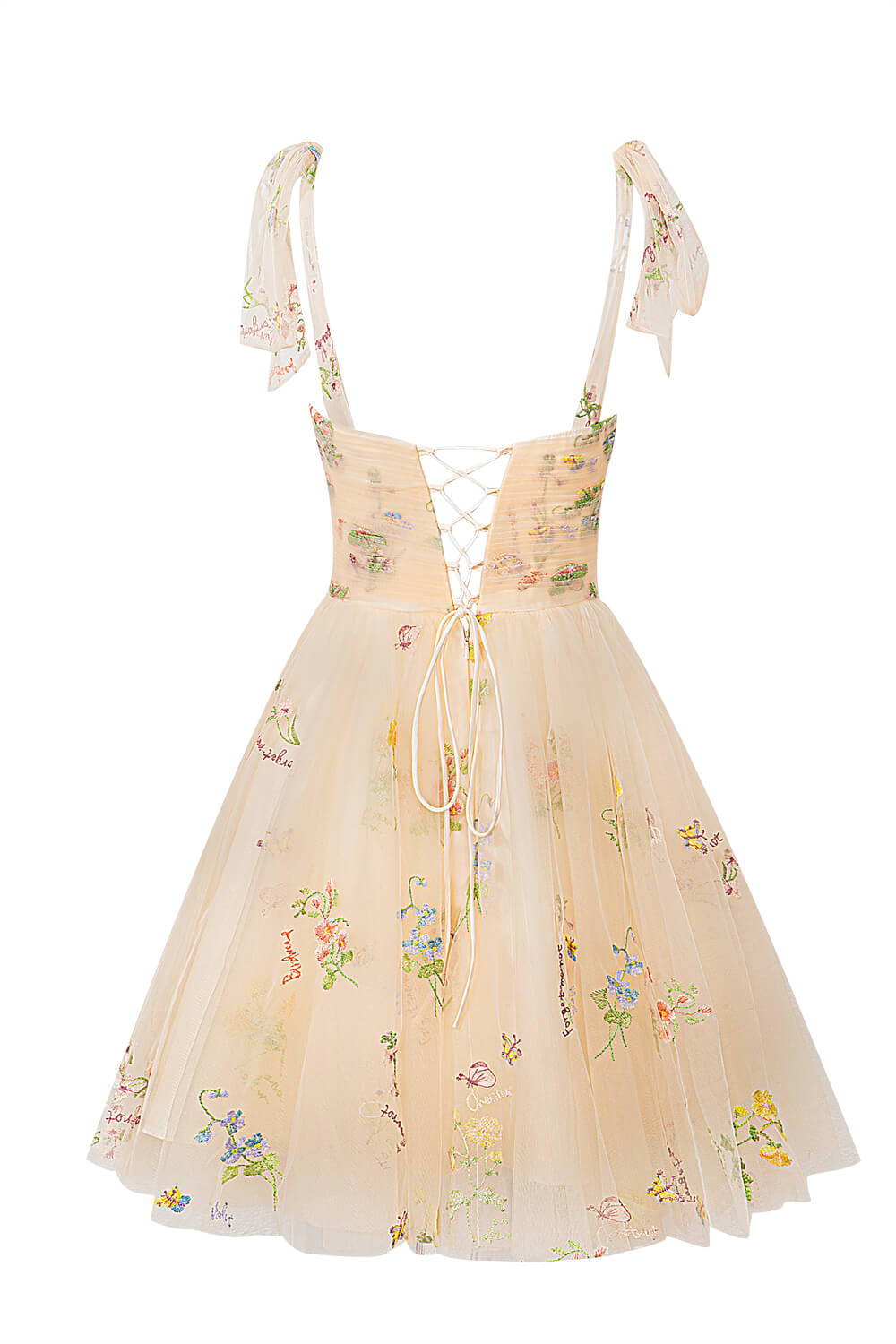 Claire | Aline Short Sweetheart Tulle Floral Homecoming Dress