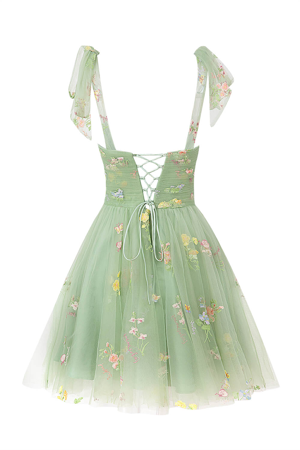 Claire | Aline Short Sweetheart Tulle Floral Homecoming Dress