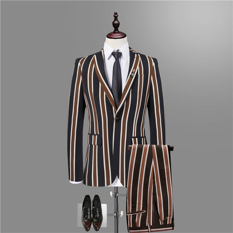 Classic Black Striped Men Suits for Prom-showprettydress