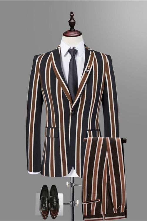 Classic Black Striped Men Suits for Prom-showprettydress