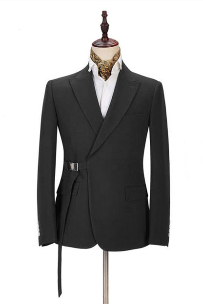 Classic Men's Formal Suit Online Peak Lapel Buckle Button Suit for Men-showprettydress