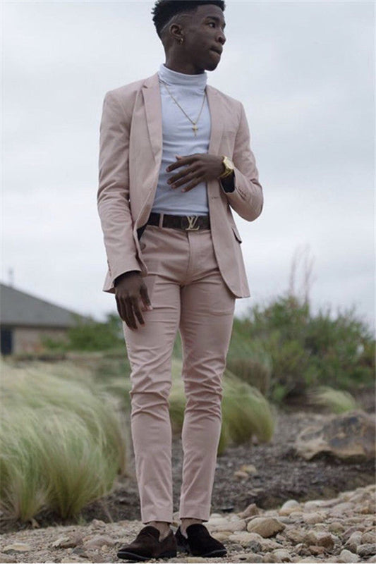 Classic Pink Slim Fit Prom Men Suit Two Piece Prom Suit Online-showprettydress