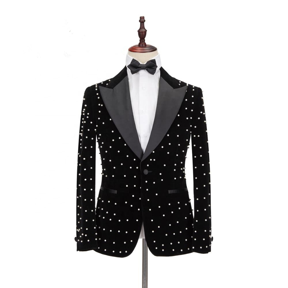 Classy Black Peaked Lapel Men Suits for Prom-showprettydress