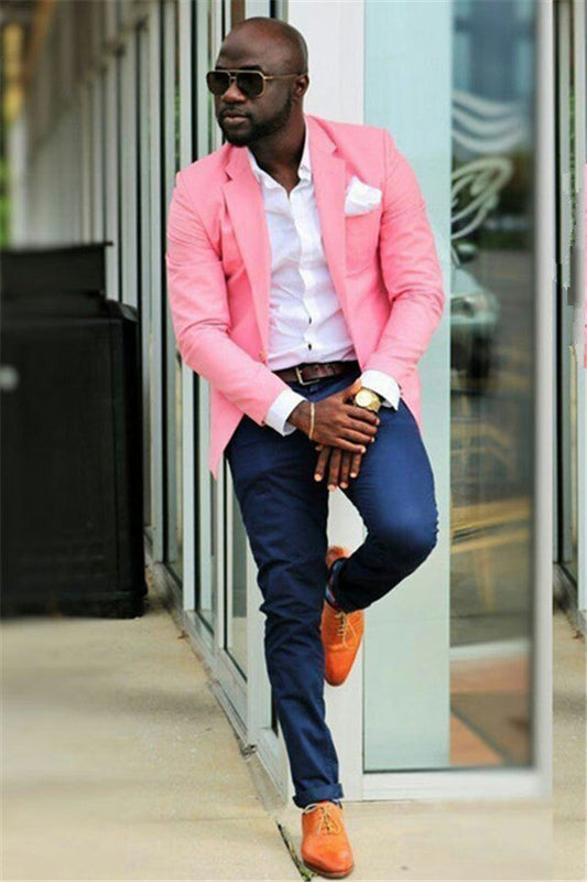 Classy Candy Pink Two Pieces Prom Mens Suit Online-showprettydress