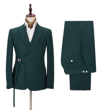 Classy Dark Green Peaked Lapel Bespoke Prom Suits Online-showprettydress