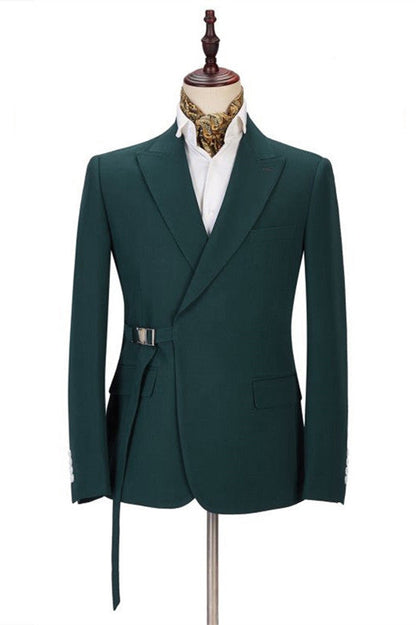 Classy Dark Green Peaked Lapel Bespoke Prom Suits Online-showprettydress