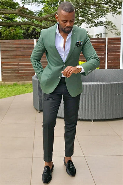 Classy Green Fashion Slim Fit Notched Lapel Formal Mens Suits-showprettydress