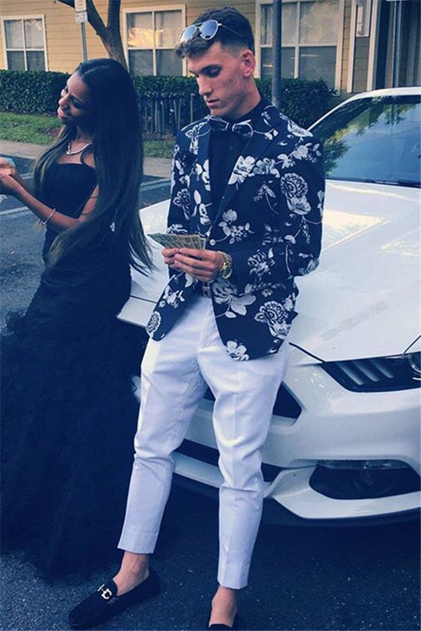 Classy Printed Two Piece Notch Lapel Prom Suit for Men-showprettydress