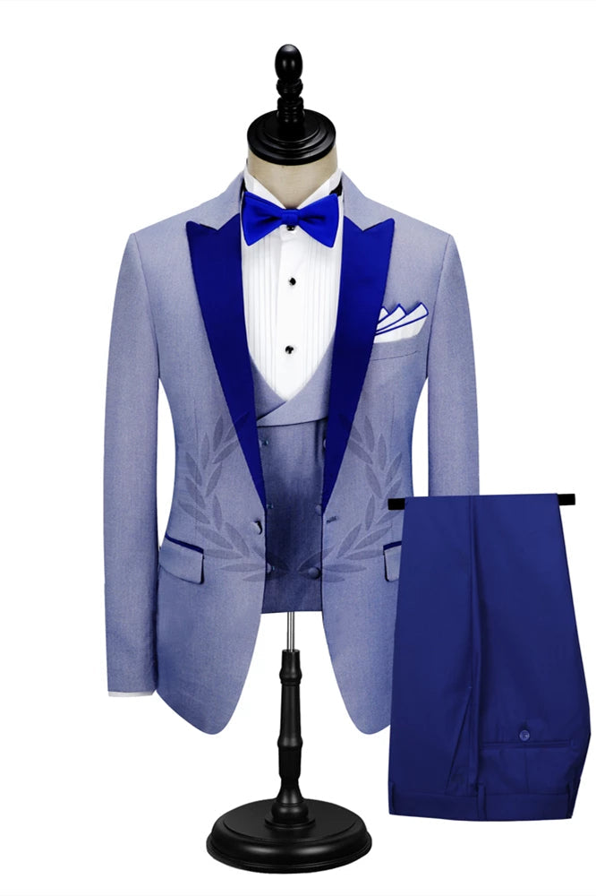 Classy Royal Blue Peak Lapel Men's Formal Suit-showprettydress