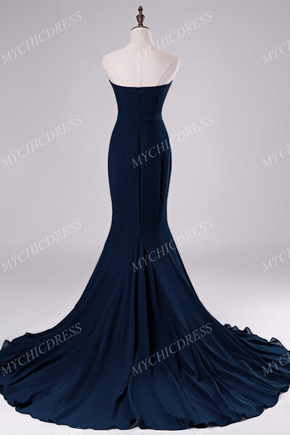 Roycebridal Floor Length Sweetheart Chiffon Navy Blue Bridesmaid Dresses