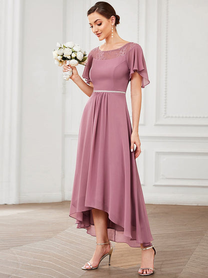 Connie chiffon tea length high low mother of the bride dress - Bay Bridal and Ball Gowns