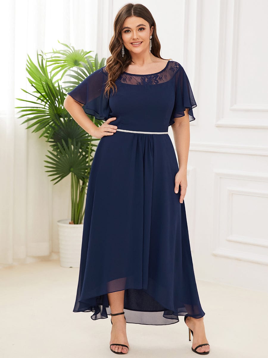 Connie chiffon tea length high low mother of the bride dress - Bay Bridal and Ball Gowns