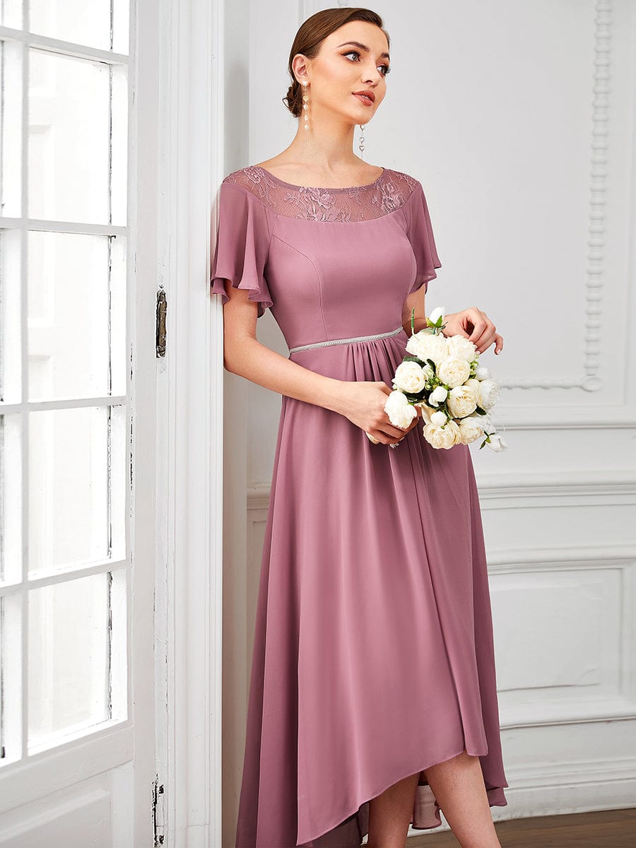 Connie chiffon tea length high low mother of the bride dress - Bay Bridal and Ball Gowns