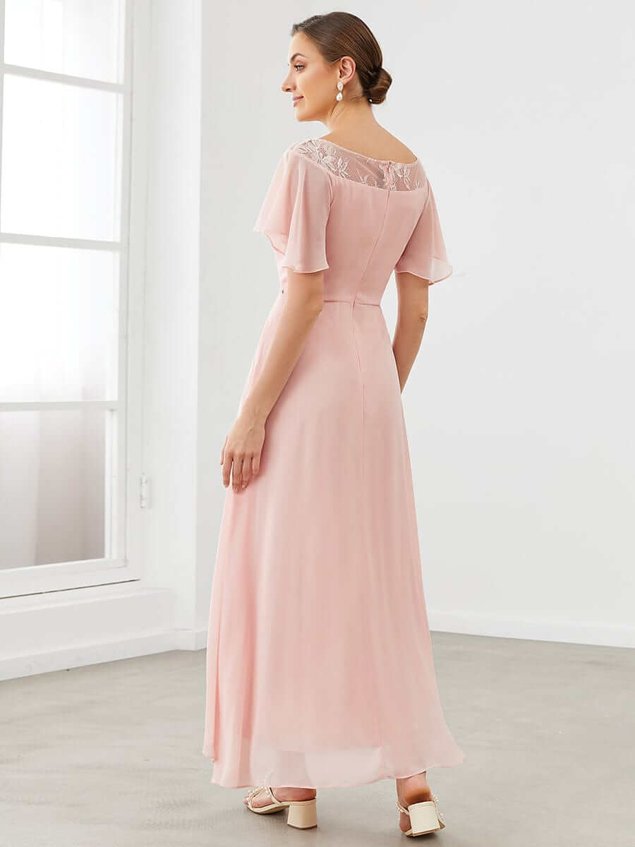 Connie chiffon tea length high low mother of the bride dress - Bay Bridal and Ball Gowns