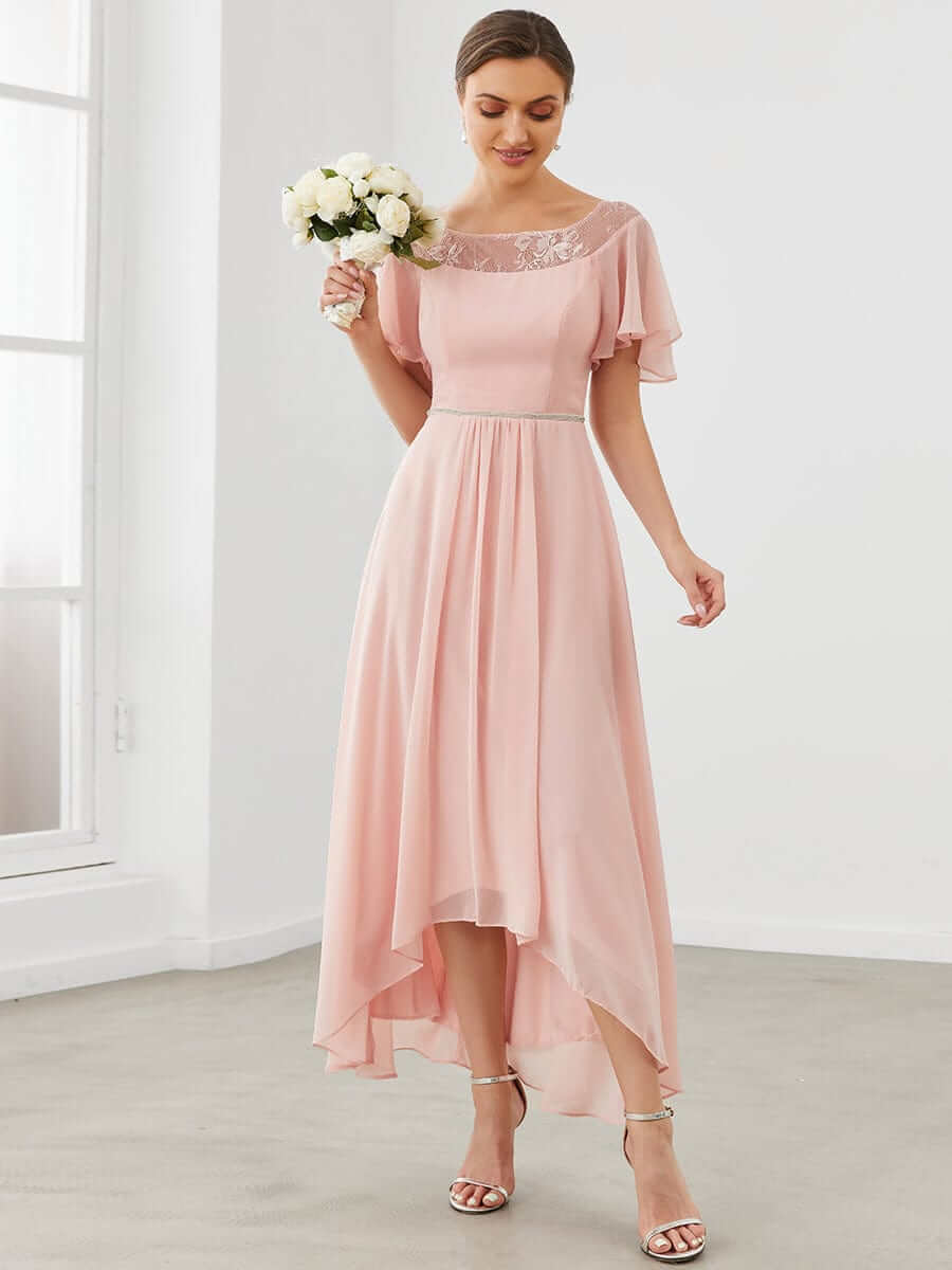 Connie chiffon tea length high low mother of the bride dress - Bay Bridal and Ball Gowns