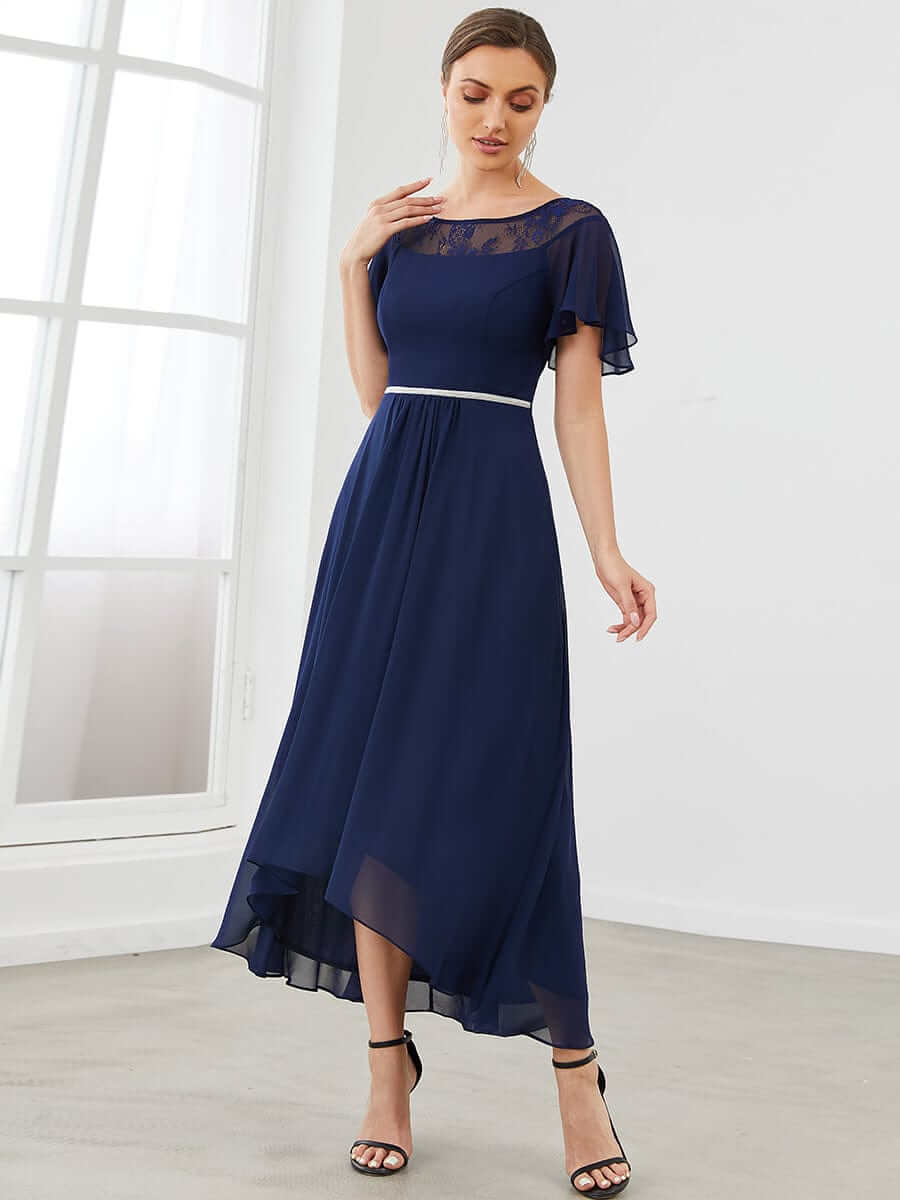 Connie chiffon tea length high low mother of the bride dress - Bay Bridal and Ball Gowns