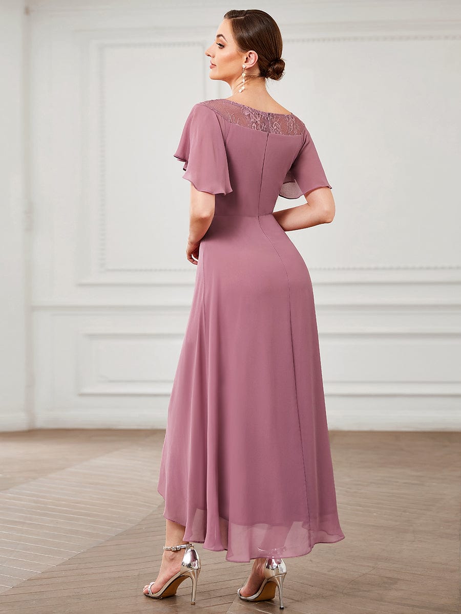 Connie high low mother of the bride dress in dusky rose Express NZ wide - Bay Bridal and Ball Gowns