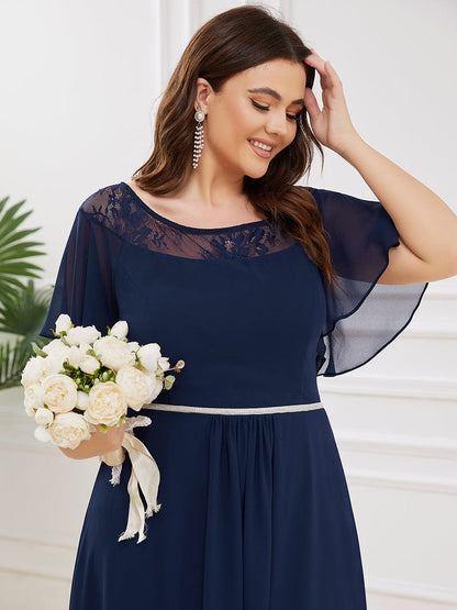 Connie navy chiffon tea length mother of the bride dress s6 Express NZ wide - Bay Bridal and Ball Gowns