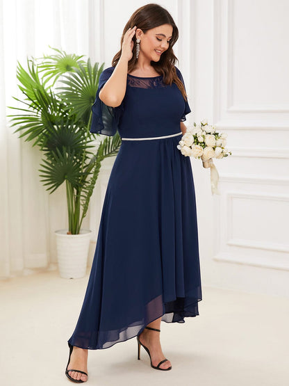 Connie navy chiffon tea length mother of the bride dress s6 Express NZ wide - Bay Bridal and Ball Gowns