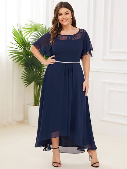 Connie navy chiffon tea length mother of the bride dress s6 Express NZ wide - Bay Bridal and Ball Gowns