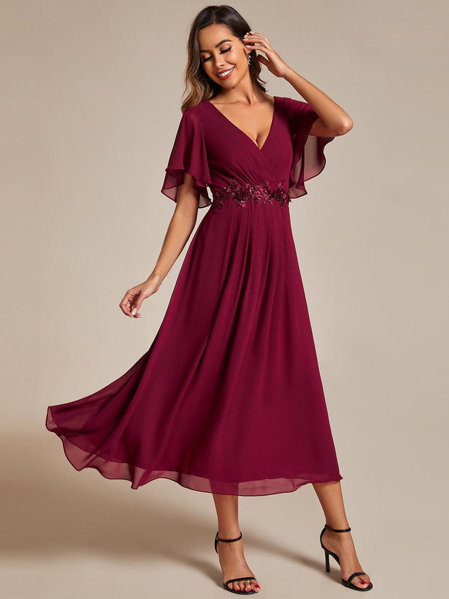 Corrieanne midi Mother of the bride/groom dress in burgundy s8 Express NZ wide - Bay Bridal and Ball Gowns