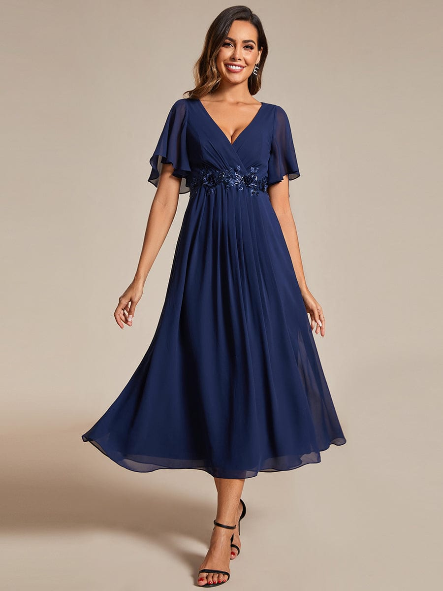 Corrieanne midi Mother of the groom dress in navy s16 Express NZ wide - Bay Bridal and Ball Gowns