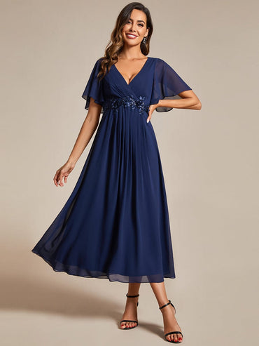 Corrieanne midi Mother of the groom dress in navy s16 Express NZ wide - Bay Bridal and Ball Gowns