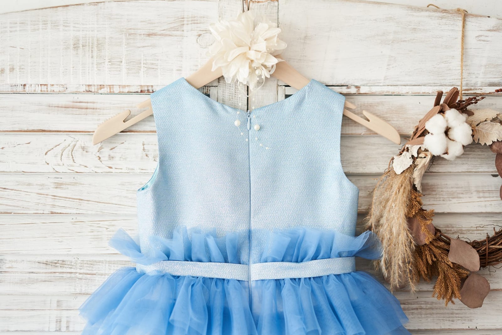 Ombre Blue Glittering Tulle Cupcake Wedding Flower Girl 