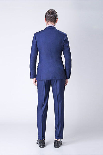 Custom design Peak Lapel Double Breasted Blue Mens Suits Online-showprettydress