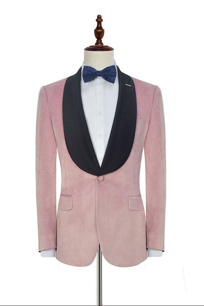 Custom design Pink Wedding Tuxedos Black Silk Shawl Lapel Marriage Suits for Men-showprettydress