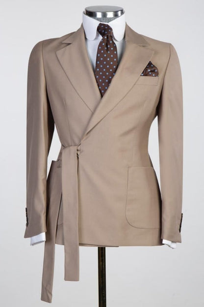 Len Bespoke Brown Notched Lapel Two Pieces Prom Suits