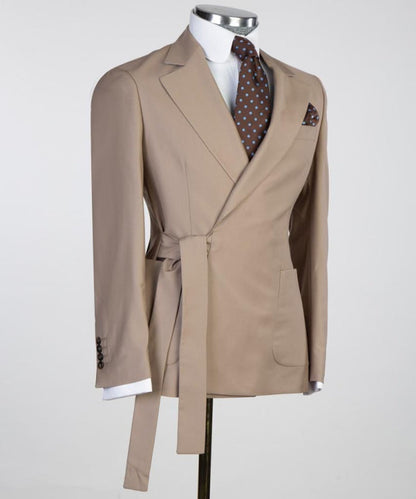 Len Bespoke Brown Notched Lapel Two Pieces Prom Suits