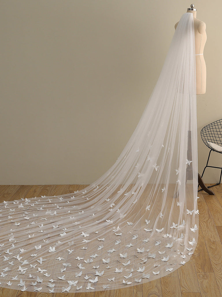 Roycebridal Cute Butterfly Cathedral Veil Bridal Veil Wedding Veil