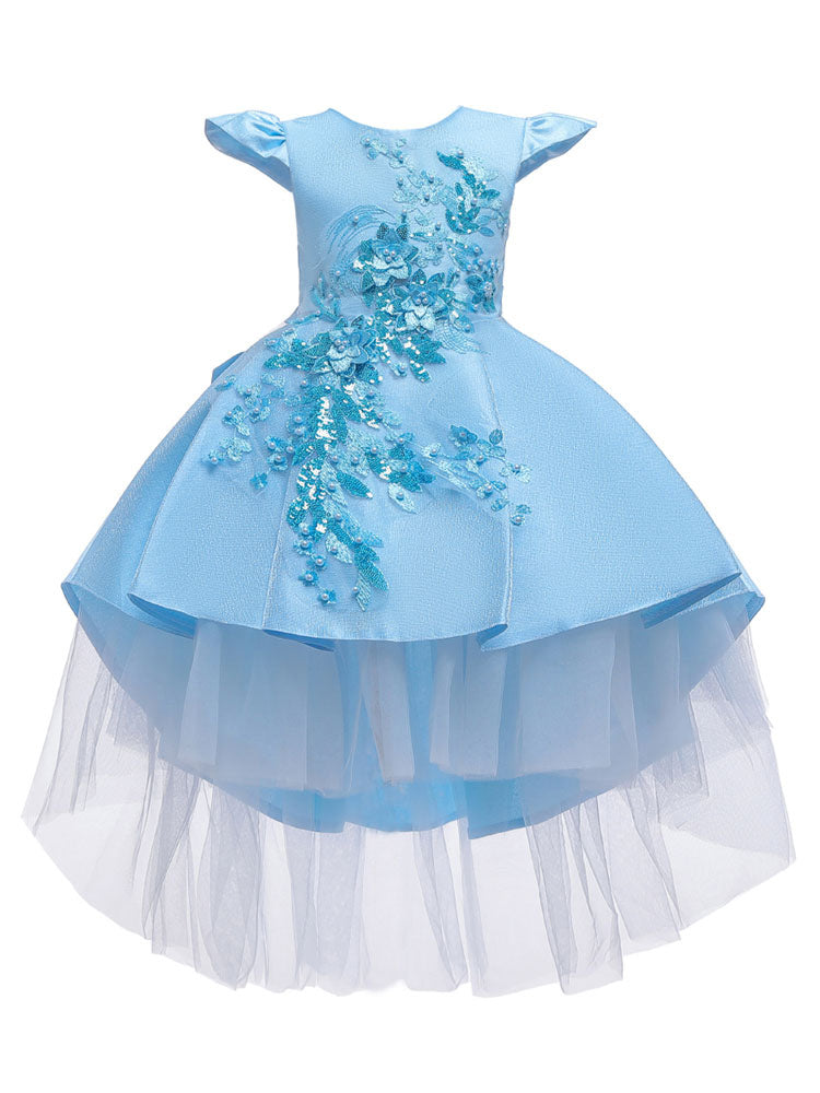 Cute Jewel Neck Sleeveless Bows Kids Party Dresses-showprettydress