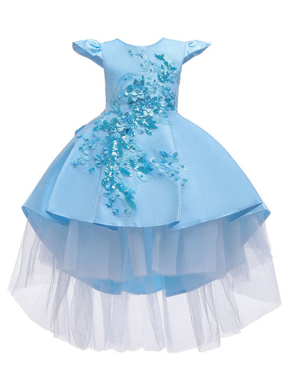 Cute Jewel Neck Sleeveless Bows Kids Party Dresses-showprettydress