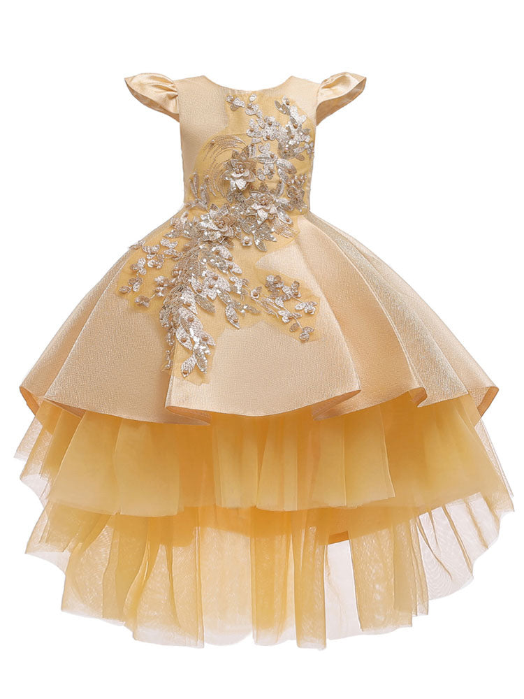 Cute Jewel Neck Sleeveless Bows Kids Party Dresses-showprettydress