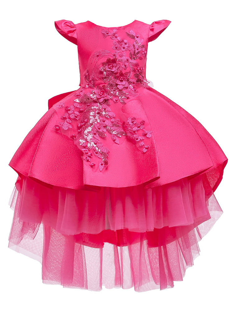 Cute Jewel Neck Sleeveless Bows Kids Party Dresses-showprettydress