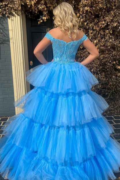 Roycebridal Bette | Blue High Low Homecoming Prom Dress with Lace